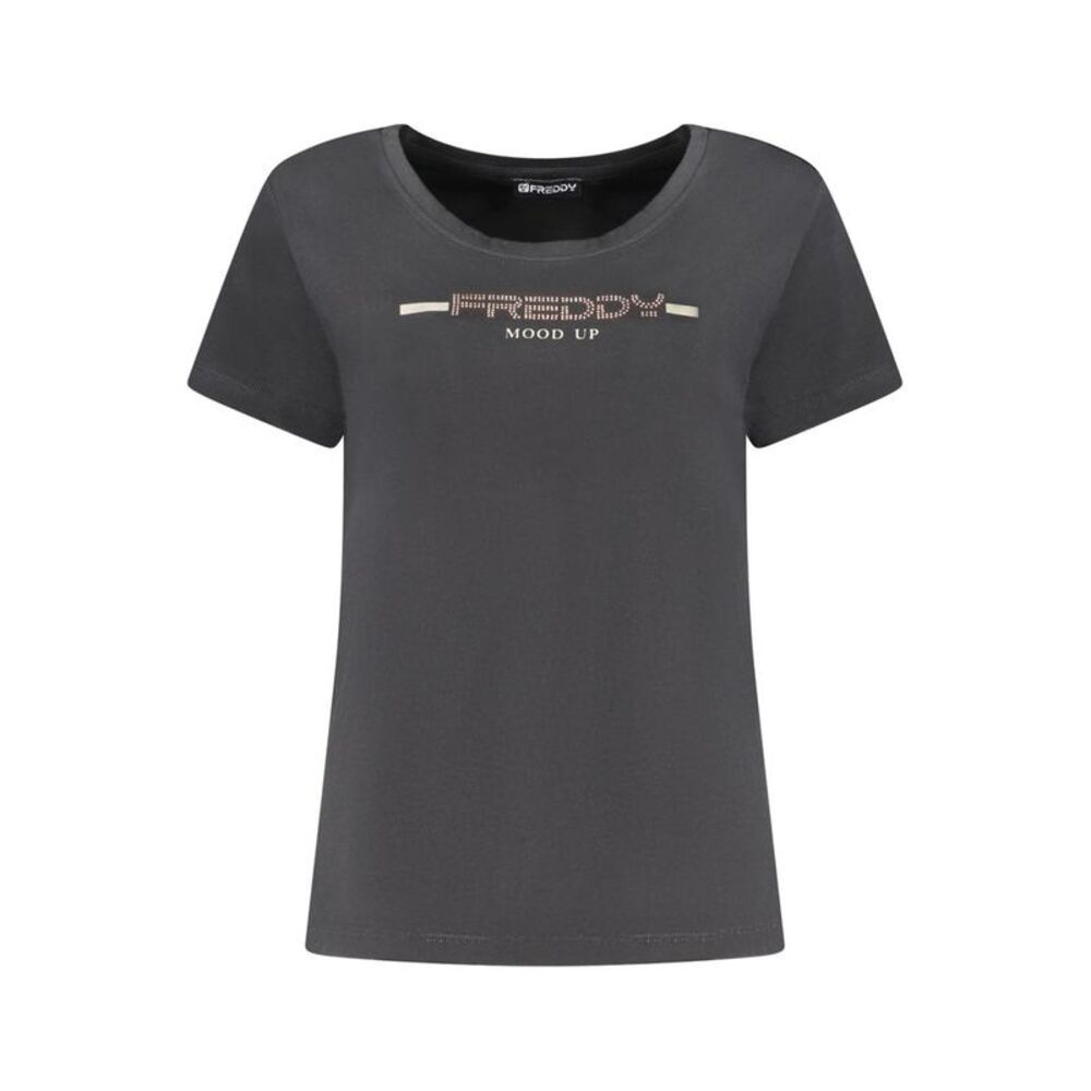 Freddy Black Cotton Women Women's T-Shirt